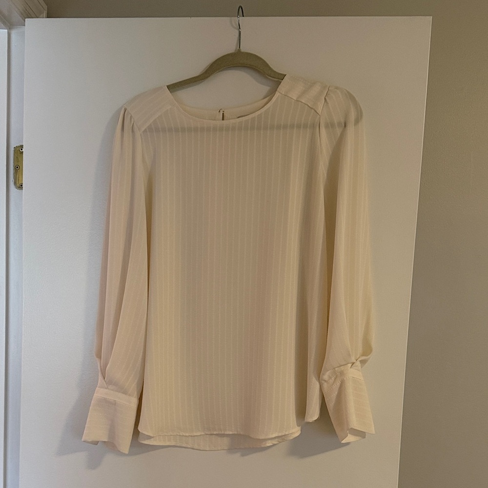 LOFT Cream Long Sleeve Blouse